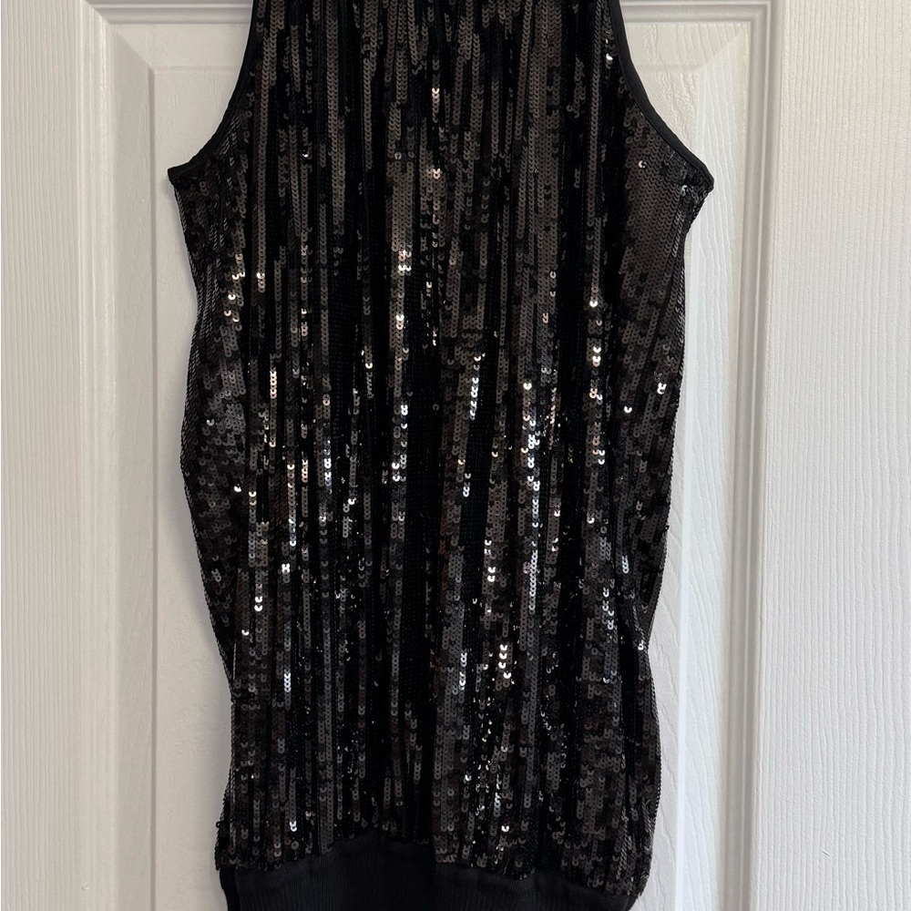 Bebe Black Sequin Sleeveless Tank Top Dress
